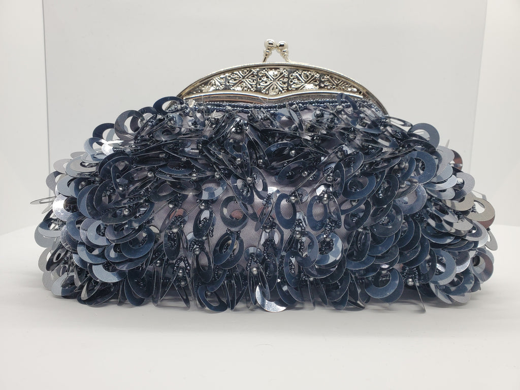 front view of  Large loop paillettes and bead purse 