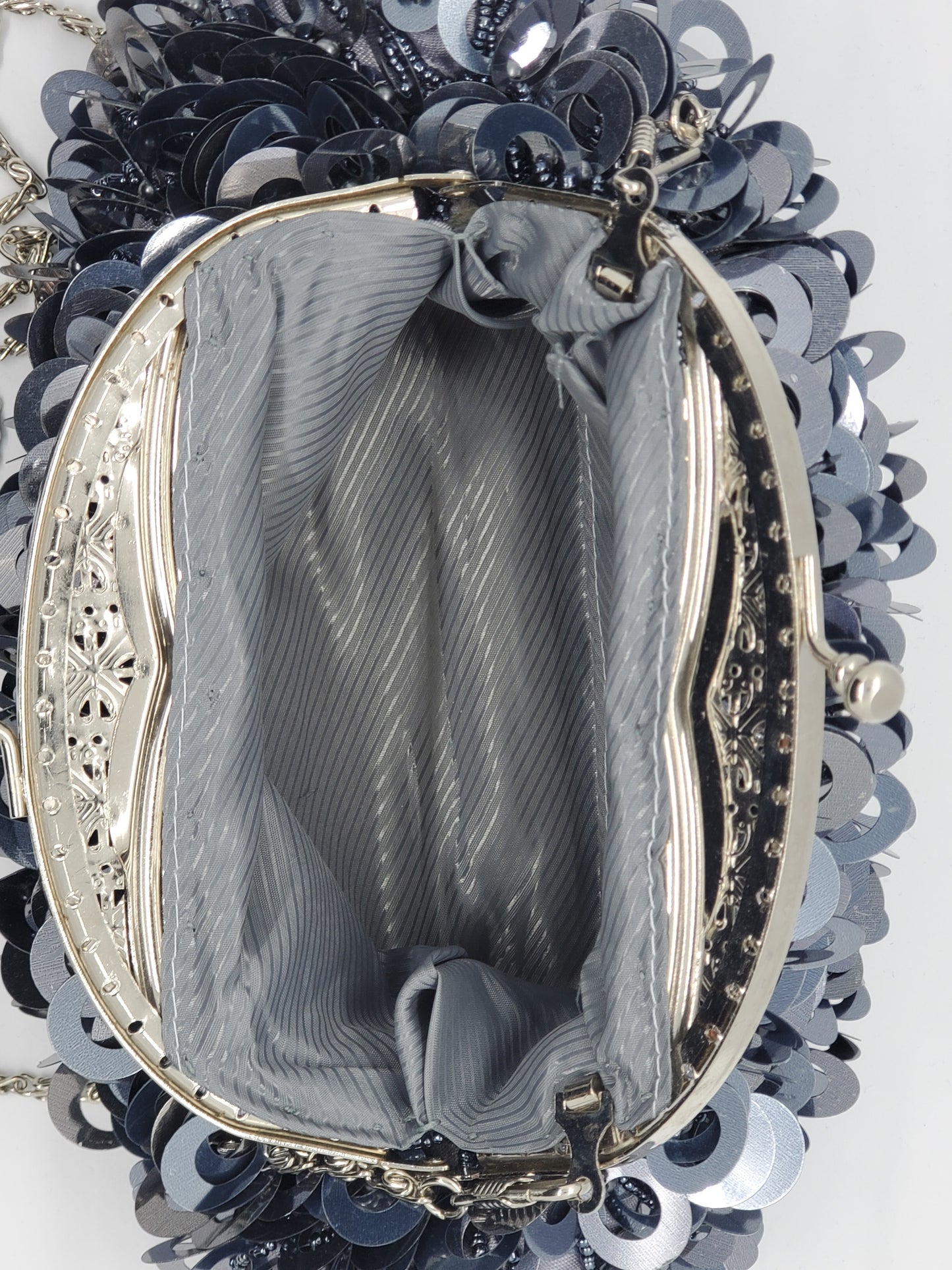 lining view of Large loop paillettes and bead purse