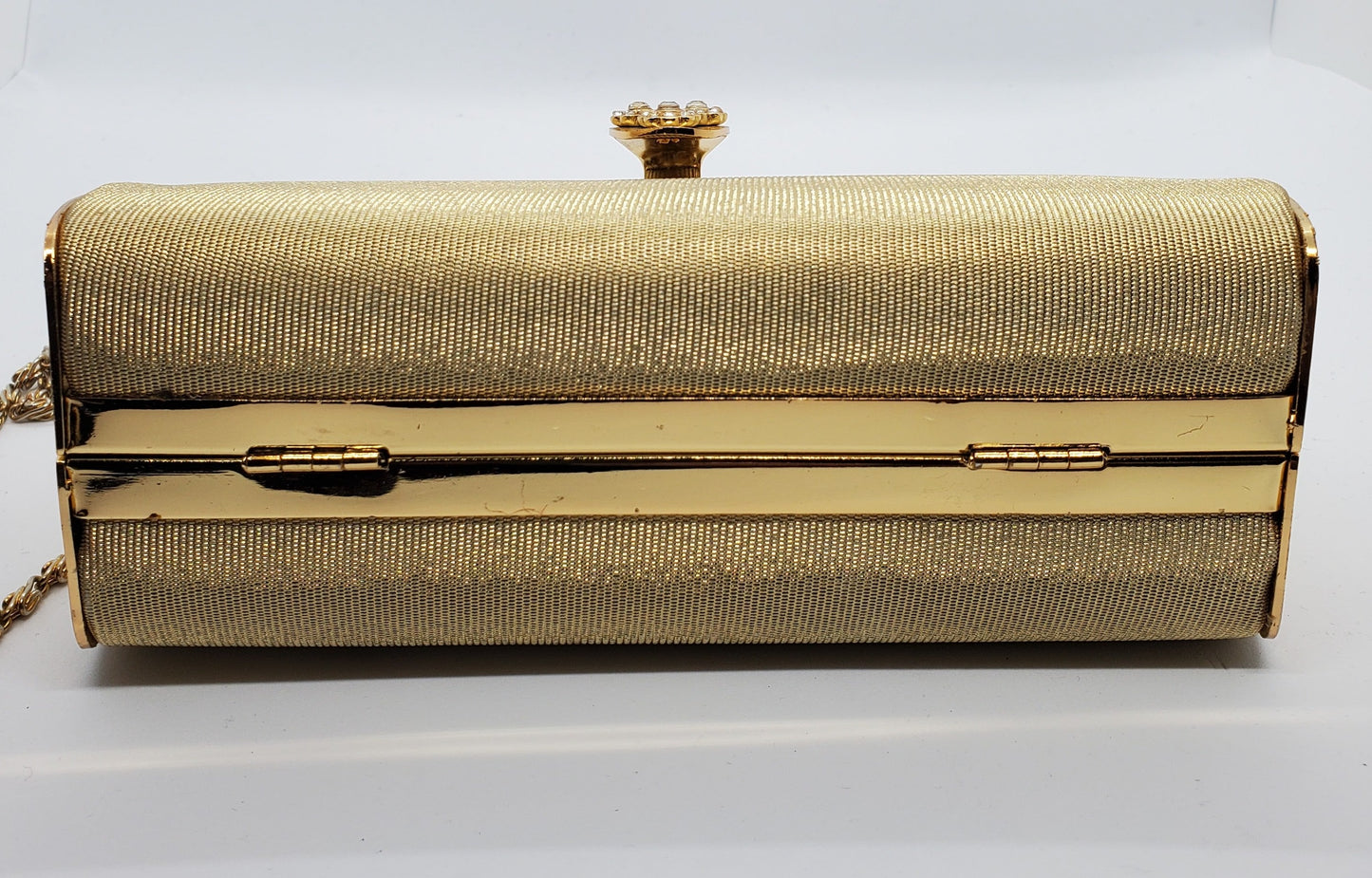 GOLDEN HOUR-Gold hard shell handbag