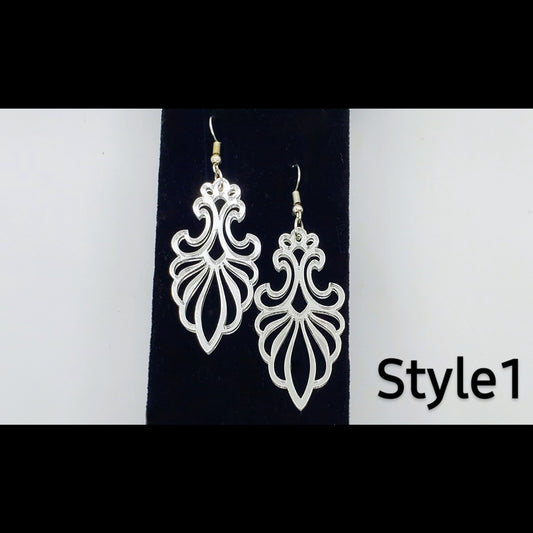 Silver Acrylic Baroque style earrings