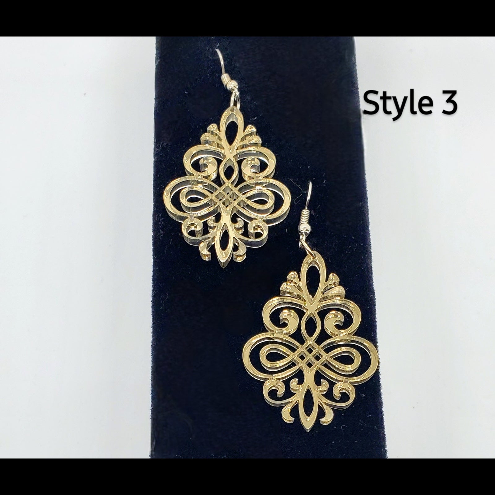 Gold Acrylic Baroque style earrings