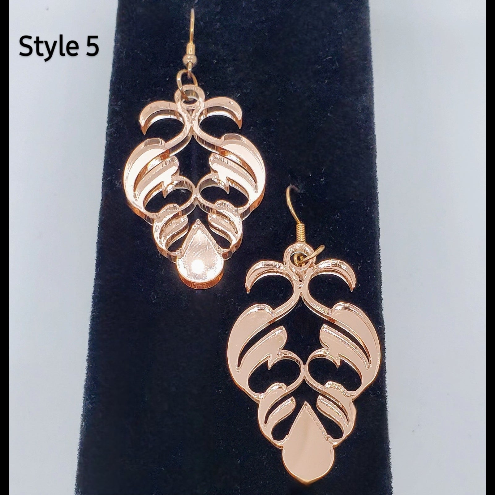 Rose gold Acrylic Baroque style earrings