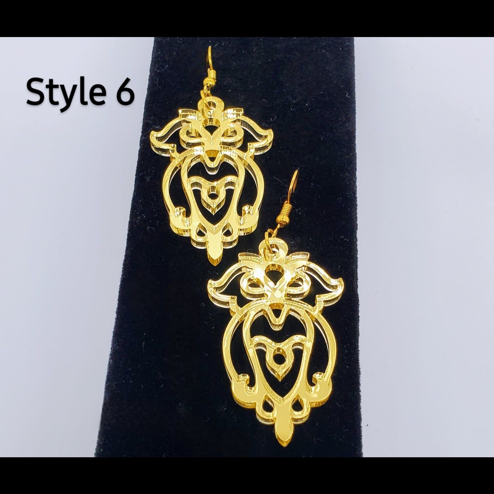 Gold Acrylic Baroque style earrings