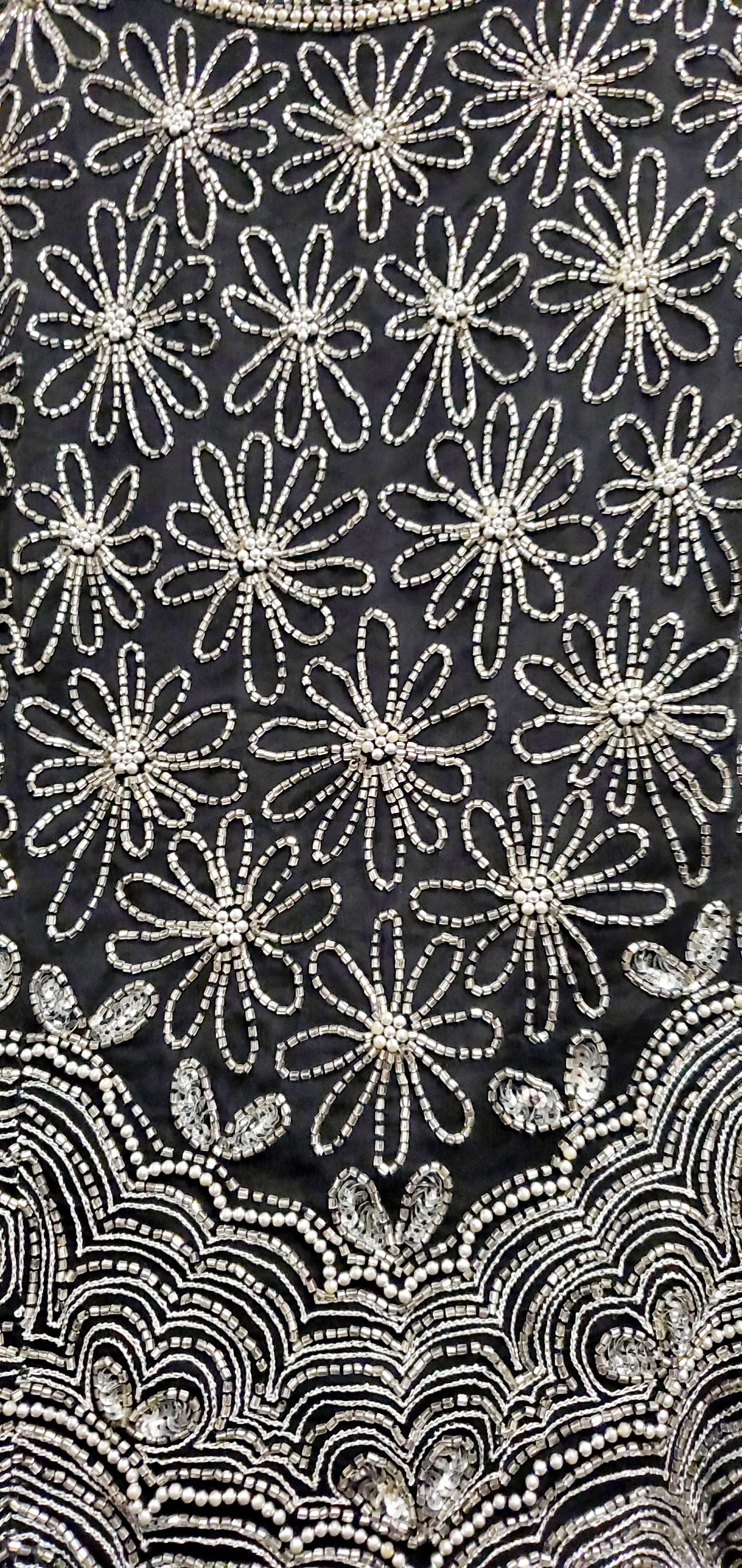 close up view of Vintage Black and Silver Sequin Top