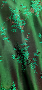 close up fabric view of Green Damask Cropped Bomber Jacket