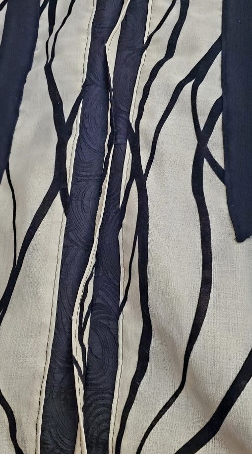 MARMOREAL-Black and ivory striped bomber jacket with gold button details