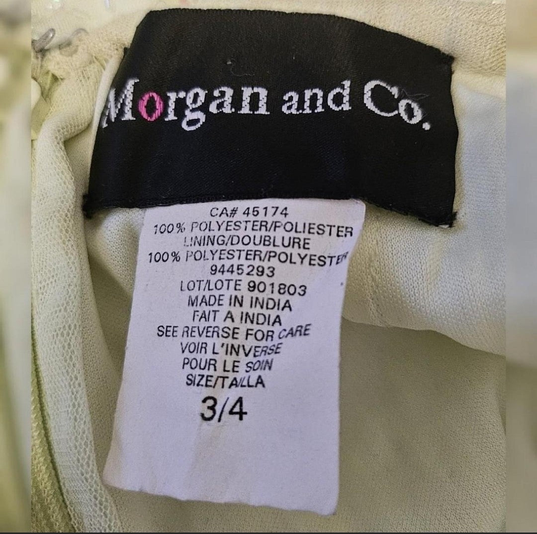 Label of 90s Lemon and Iridescent Beaded Halter Gown