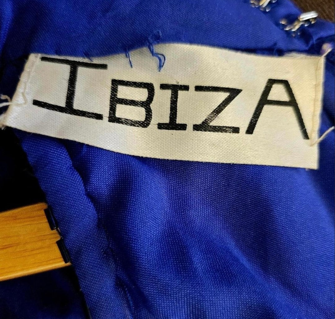 Label of 90s Cobalt and Pearl Halter Dress