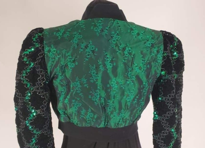 Green cropped bomber jacket back view