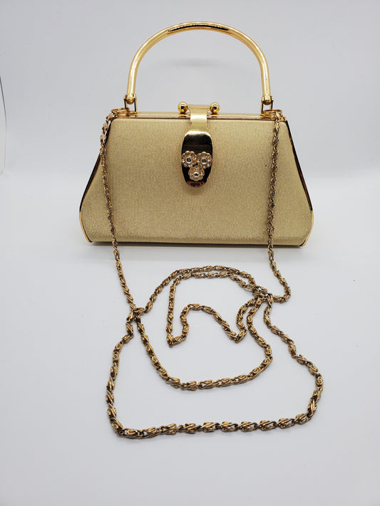 GOLDEN HOUR-Gold hard shell handbag
