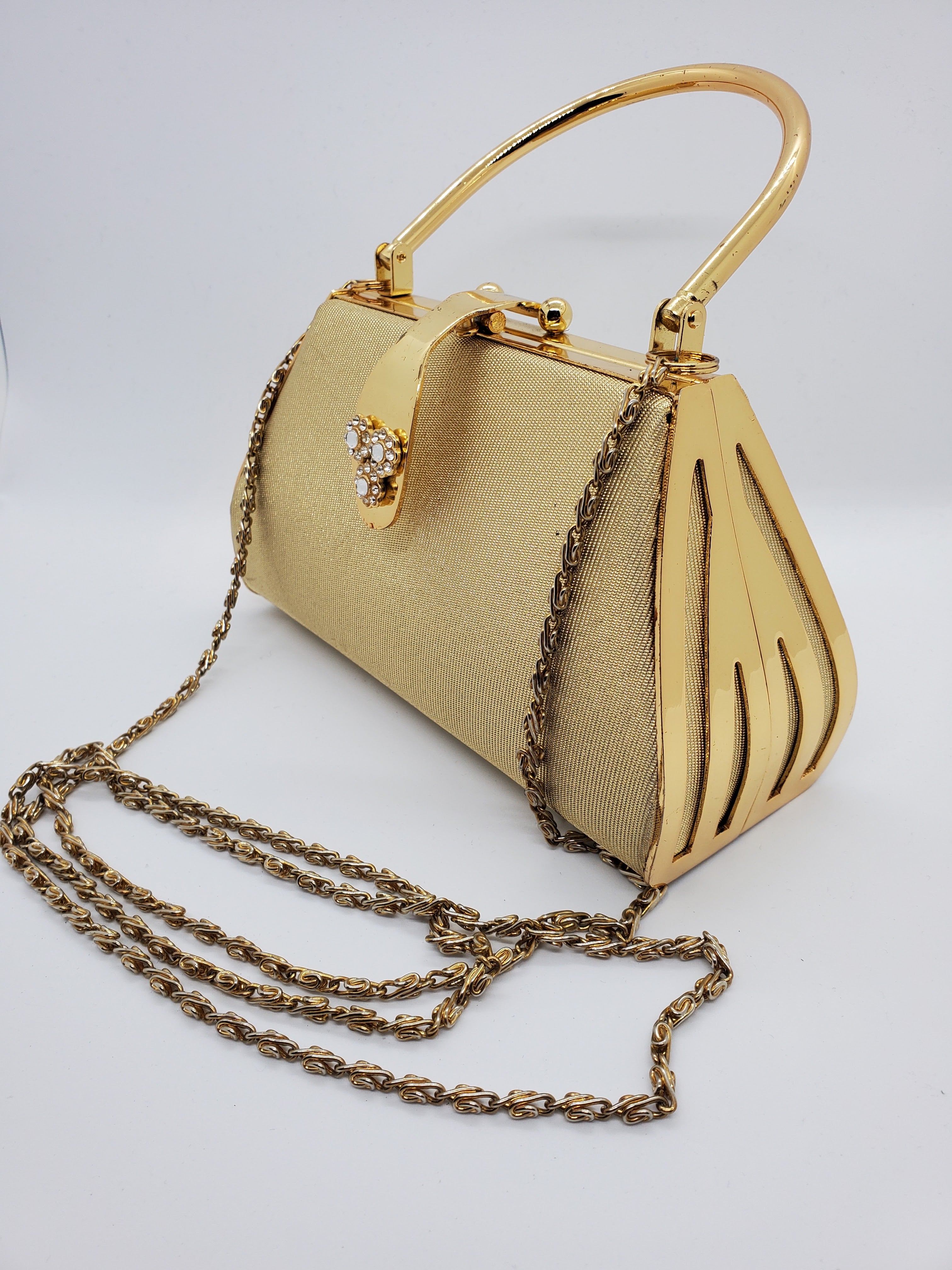 GOLDEN HOUR-Gold hard shell handbag
