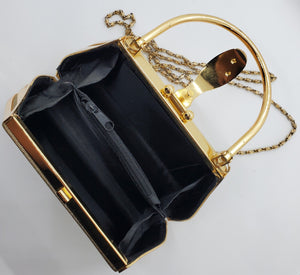 GOLDEN HOUR-Gold hard shell handbag