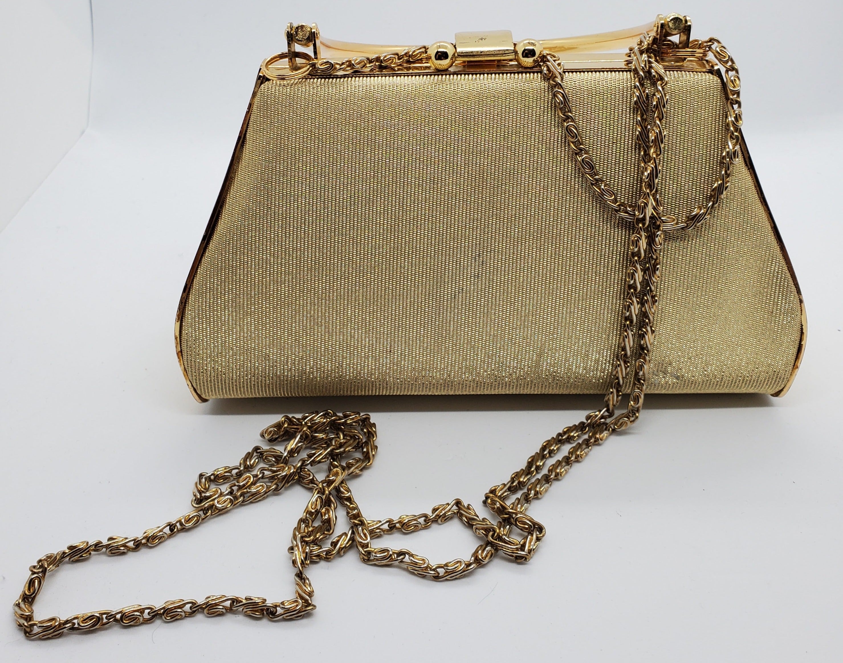 GOLDEN HOUR-Gold hard shell handbag