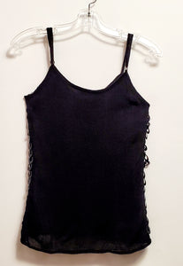 Back view of Black knitted paillettes tank top