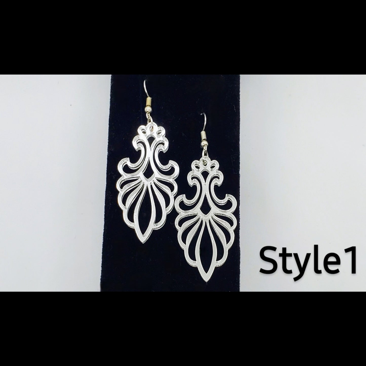 Silver Acrylic Baroque style earrings