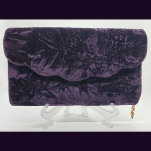 PERSE-Vintage purple velvet clutch with gold chain wrist strap