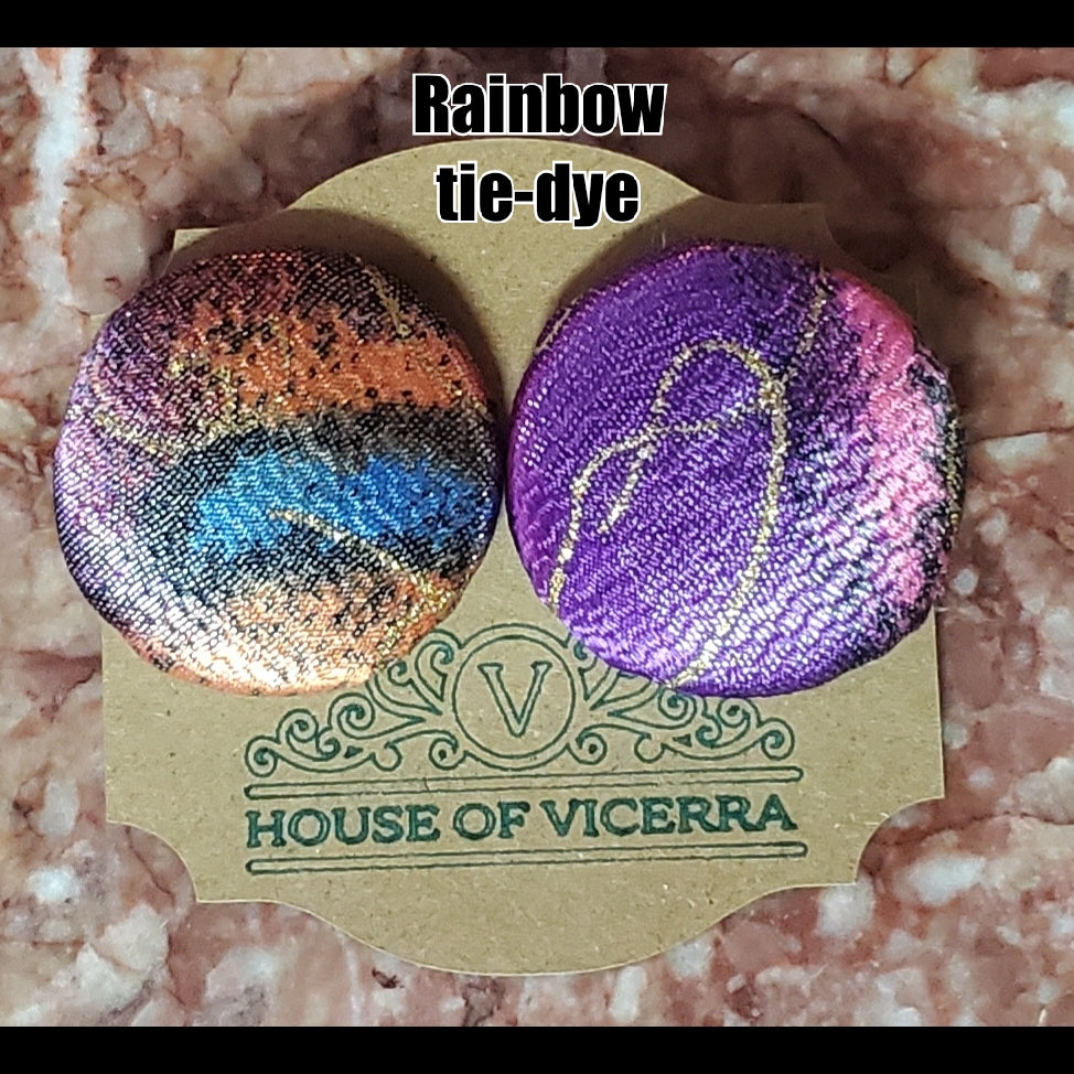 Rainbow Tie-dye  XL button earrings