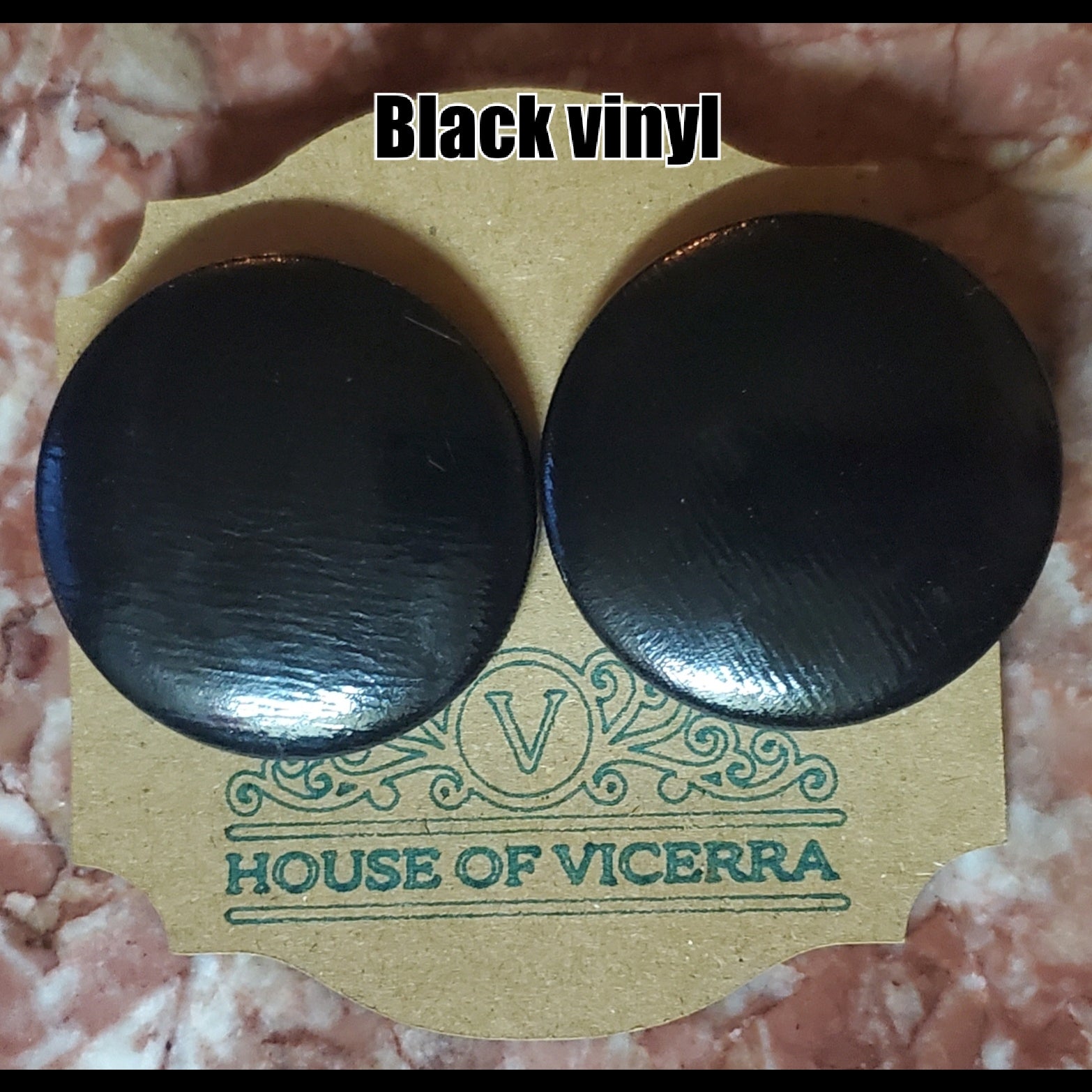 Black vinyl  XL button earrings