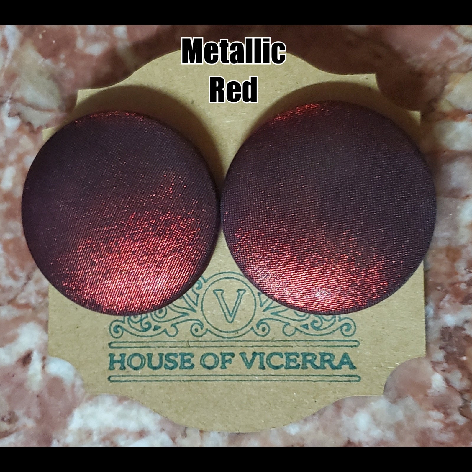 Metallic Red  XL button earrings