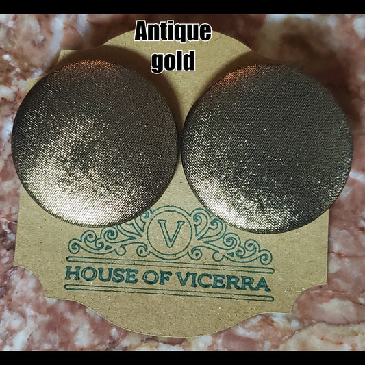 Antique Gold  XL button earrings