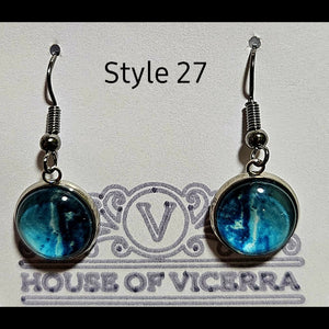 PIPS-Marble print cabochon studs