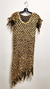 GLAMAZON-80s black and gold fringe dress