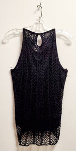 Back view of 90s black crochet beaded top