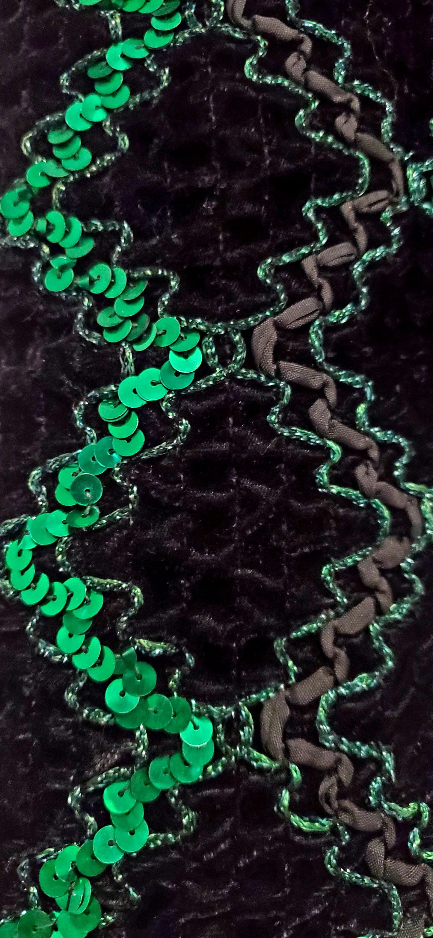 close up sleeve fabric view of Green Damask Cropped Bomber Jacket