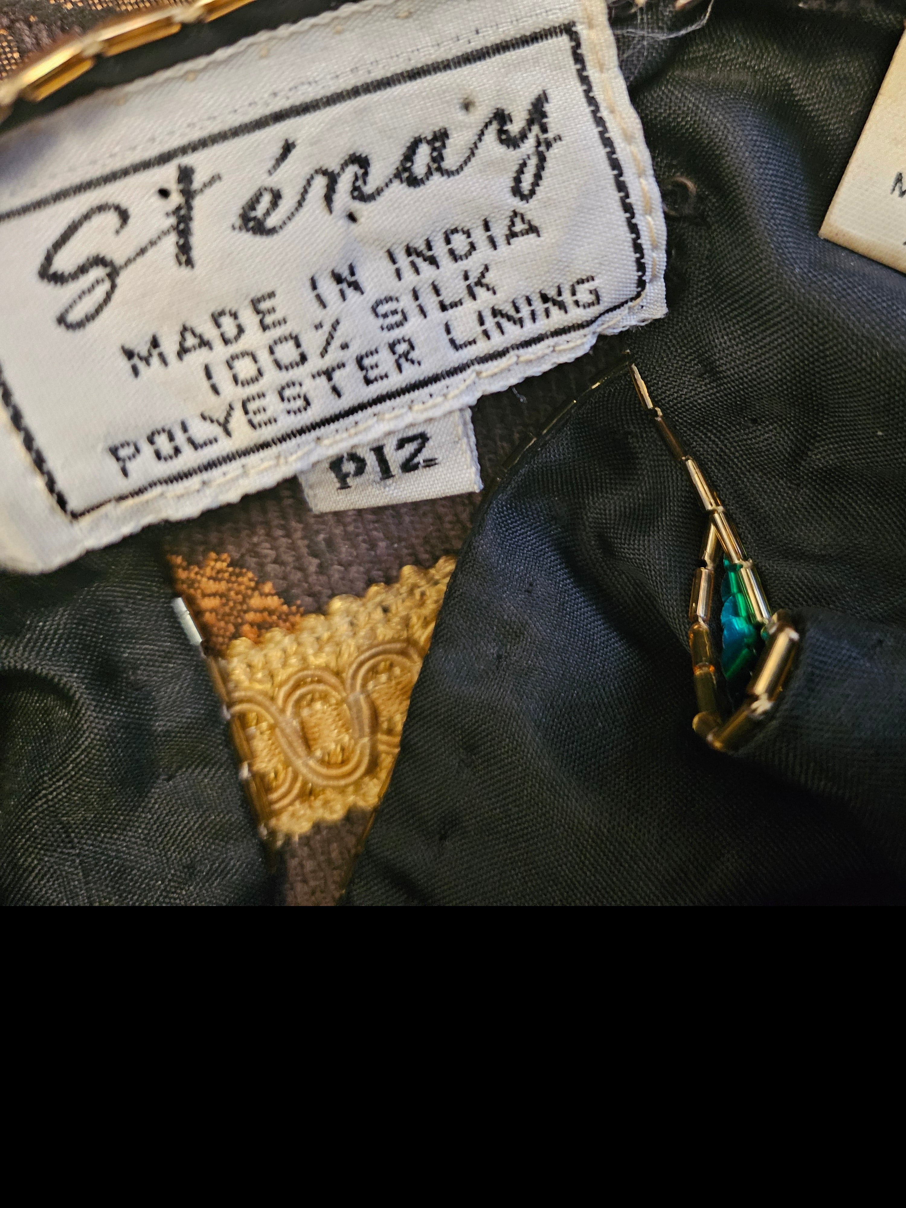 labels of 80s Peacock Beaded Cocktail Dress 