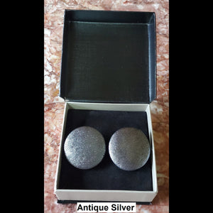 Antique Silver button earrings in jewelry box