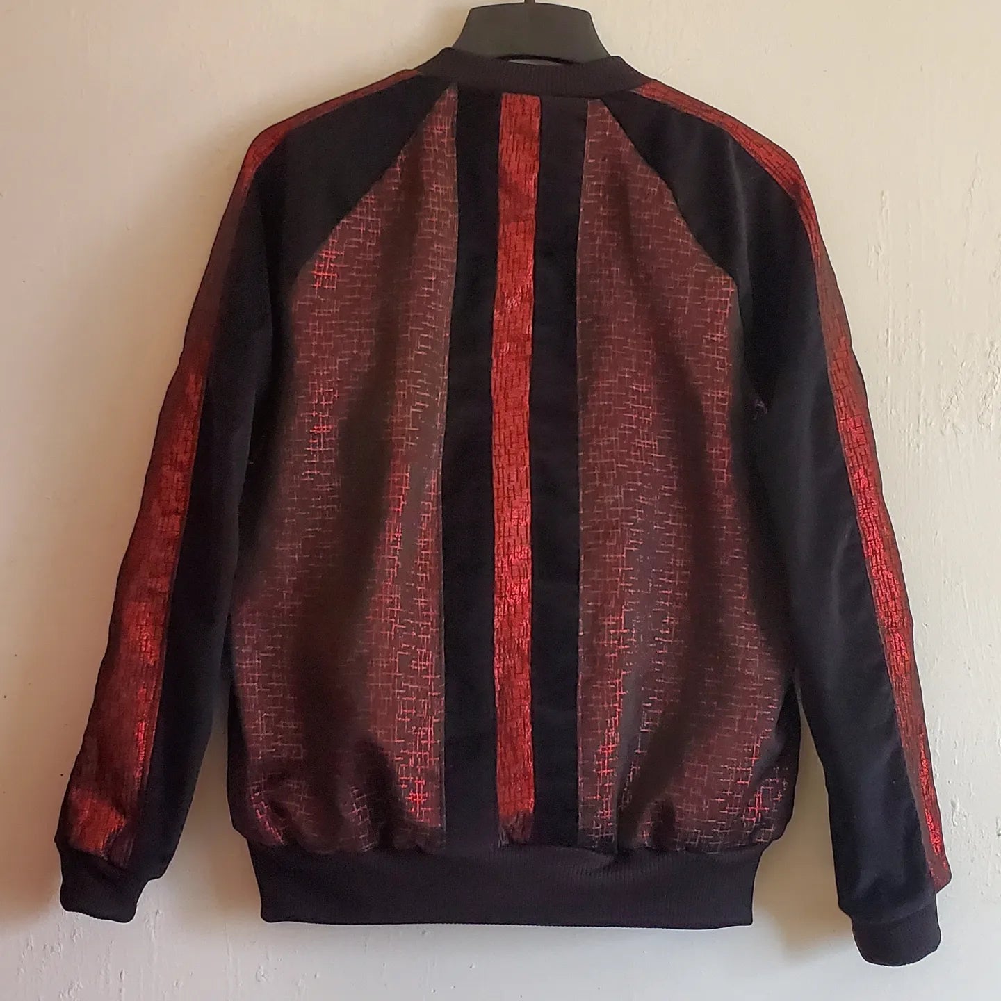 RUBY-Red and black colour-blocked bomber jacket