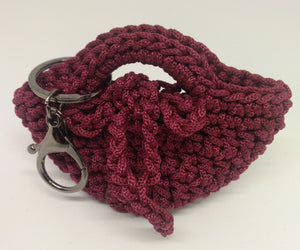 close up view of mini handbag keychain