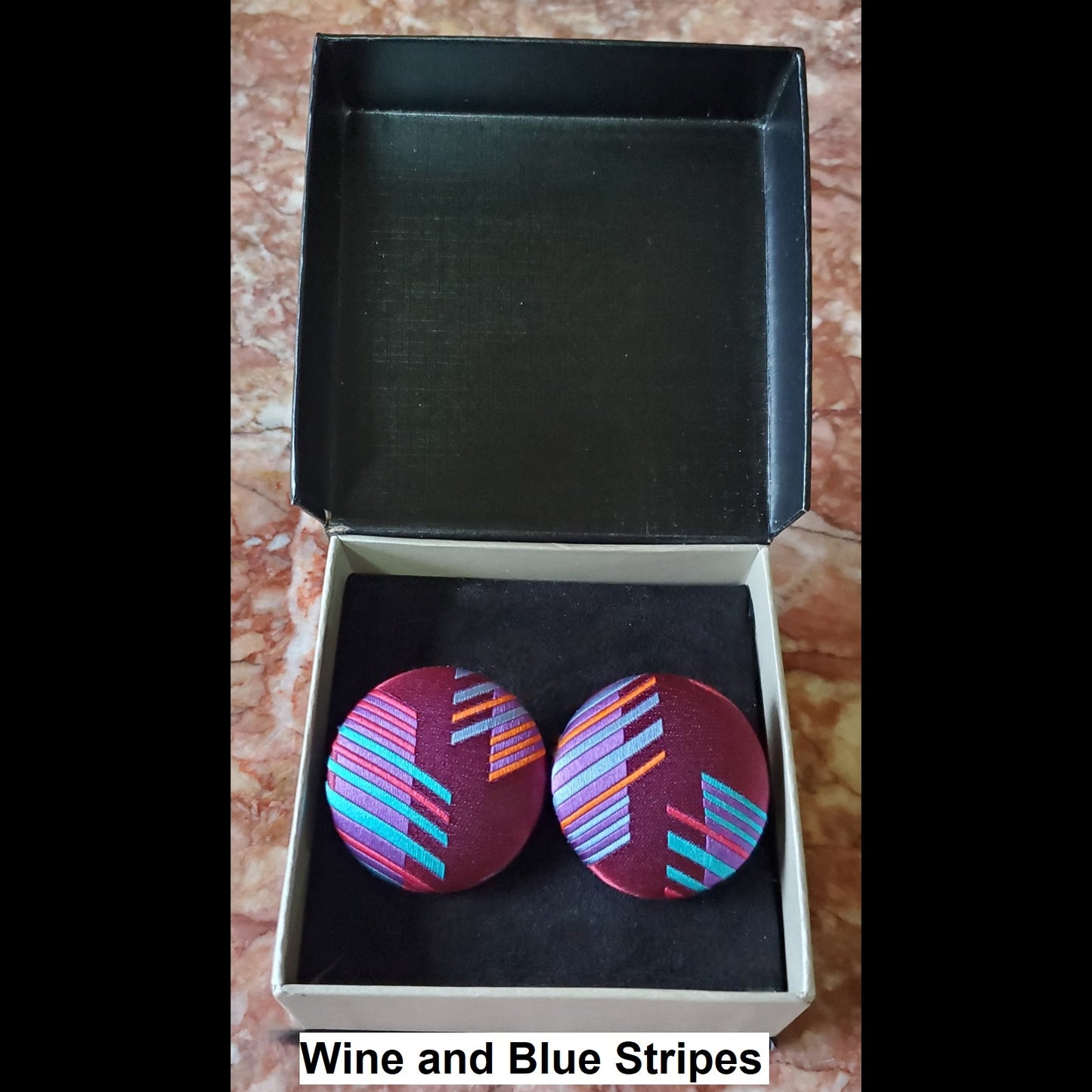 BANGERS BUTTON EARRINGS-Stud Style Earrings refashioned from reclaimed fabrics