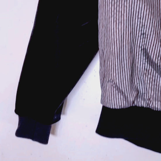 Video of Menswear Inspired pinstripe Bomber Jacket 