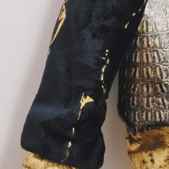 Video  of Faux alligator and marbled fur bomber jacket