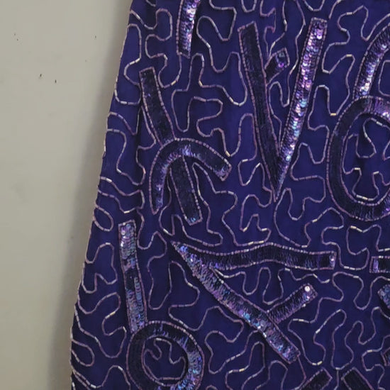 video of vintage 80s Purple Beaded Gown