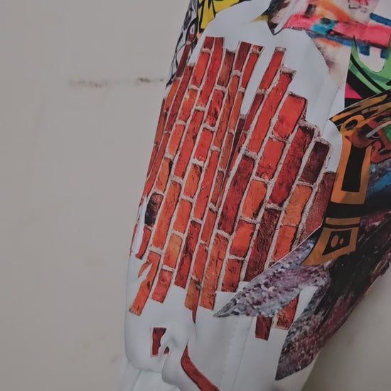 Video of Retro street art inspired bomber jacket