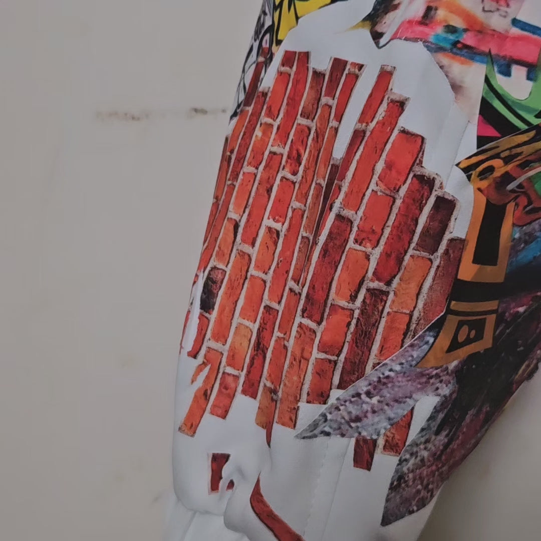 Video of Retro street art inspired bomber jacket