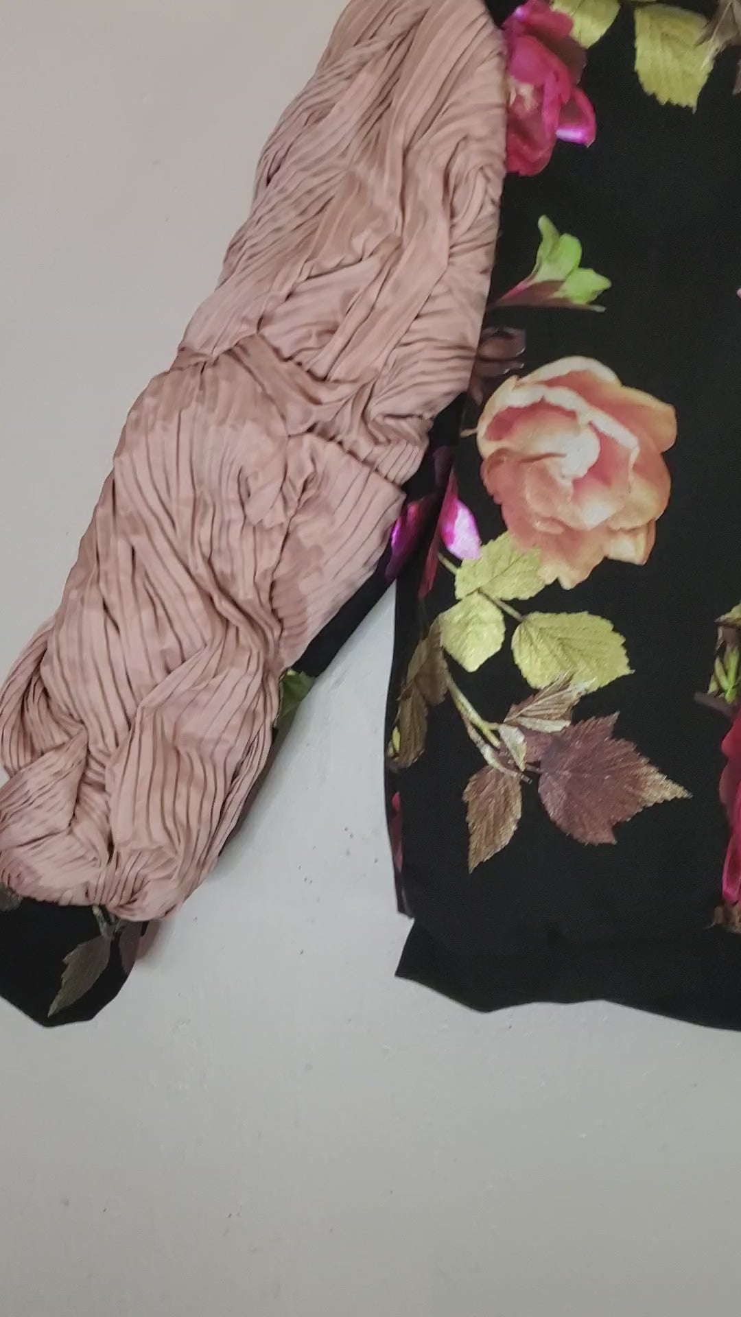 SAVAGE GARDEN-Floral Bomber Jacket with Freeform Pleated Sleeves