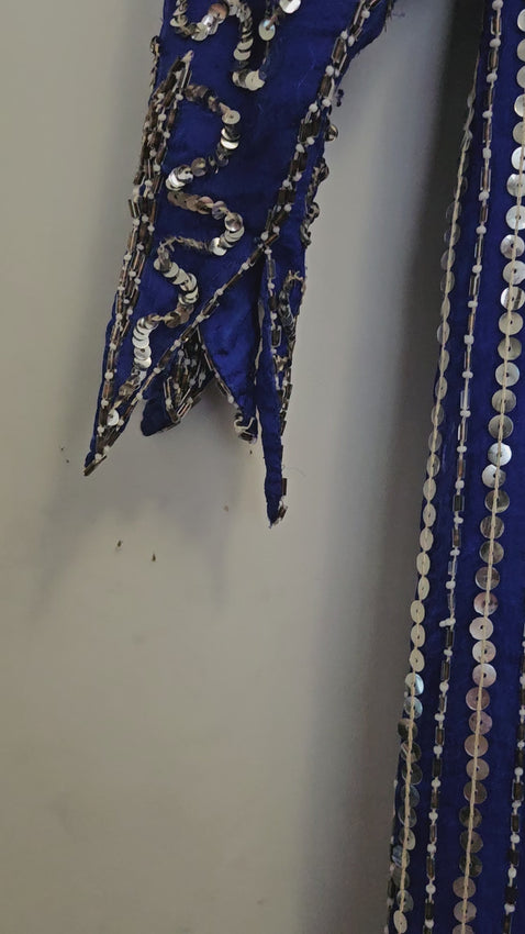 Video of vintage 80s Blue and Silver Sequin Gown