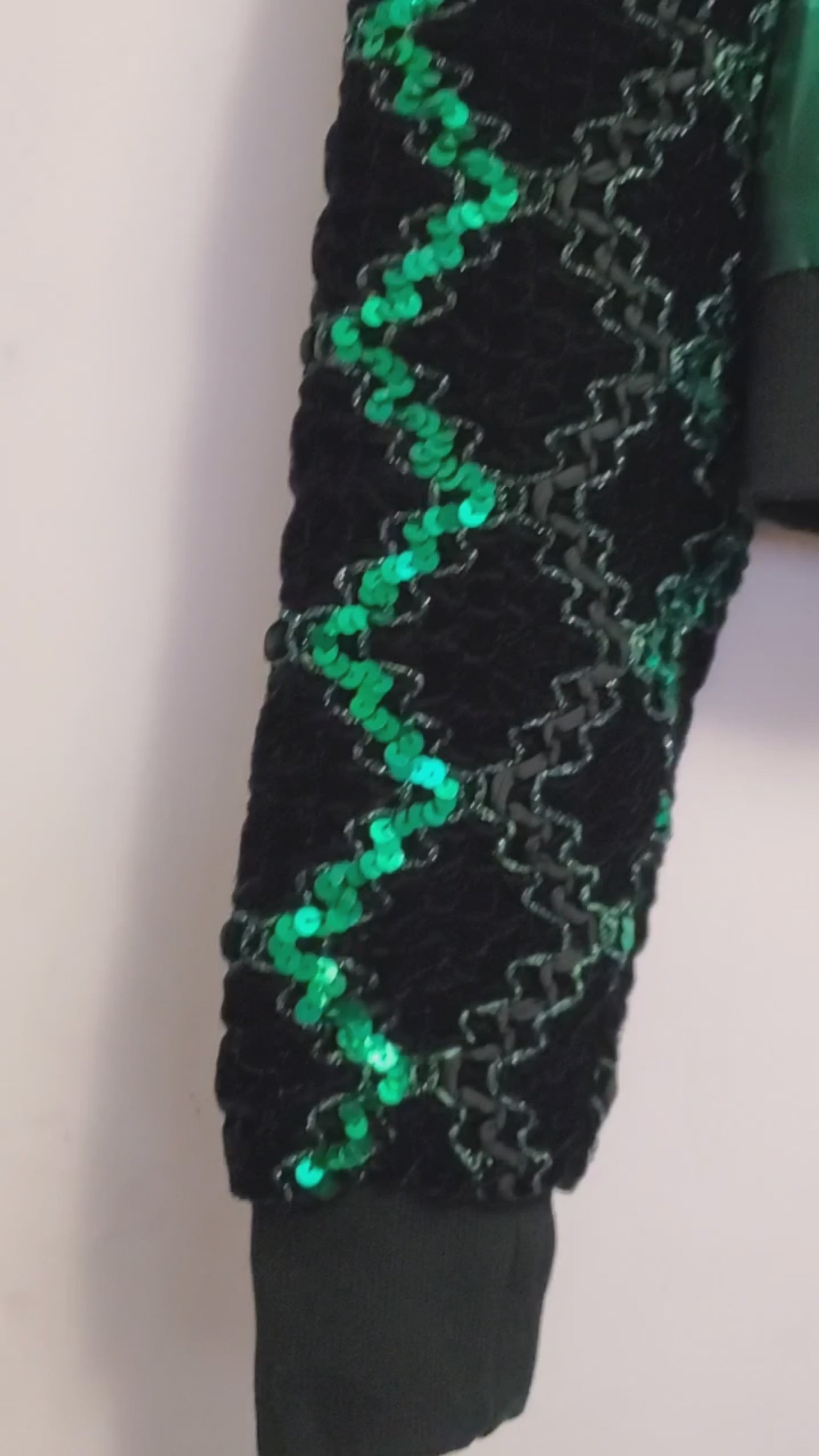 Video of Green Damask Cropped Bomber Jacket