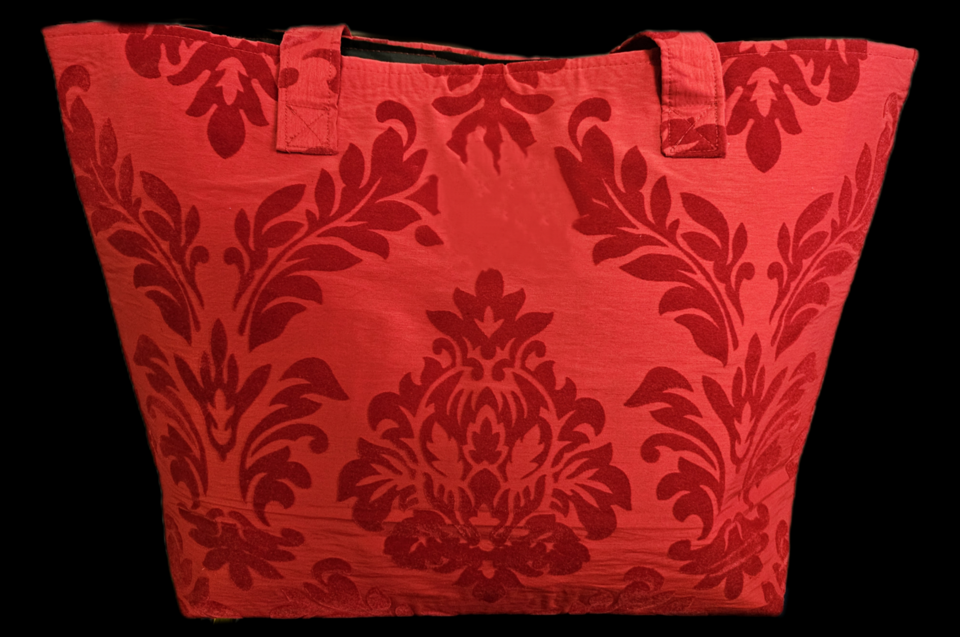 Back view of XL damask shopping tote